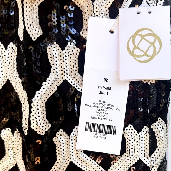 Etcetera Yin Yang Black and Silver-White Sequin Midi Cocktail Dress New - Picture 5 of 8